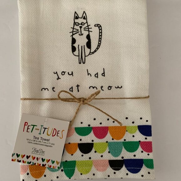 NWT "You had me at Meow." Pet-itudes Tea Towel - Picture 1 of 4